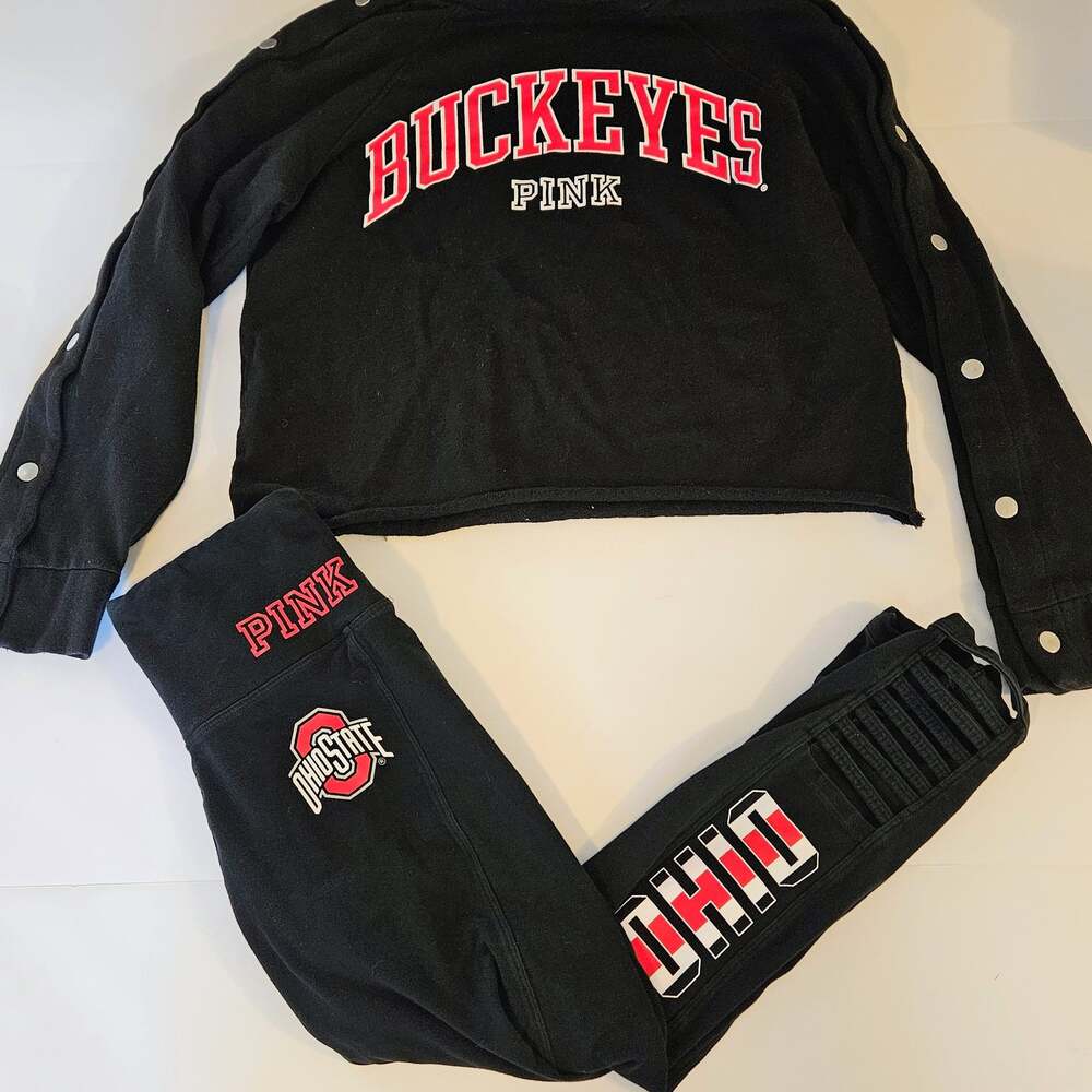 PINK Victoria’s Secret Ohio State Buckeyes Outfit Set Sweatshirt XS Leggings S